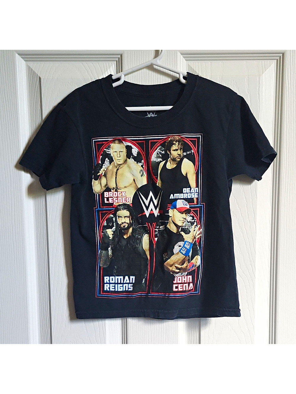 Vintage WWE Wrestling T-Shirt Brock Lesnar Ambrose Reigns Cena Black Size S